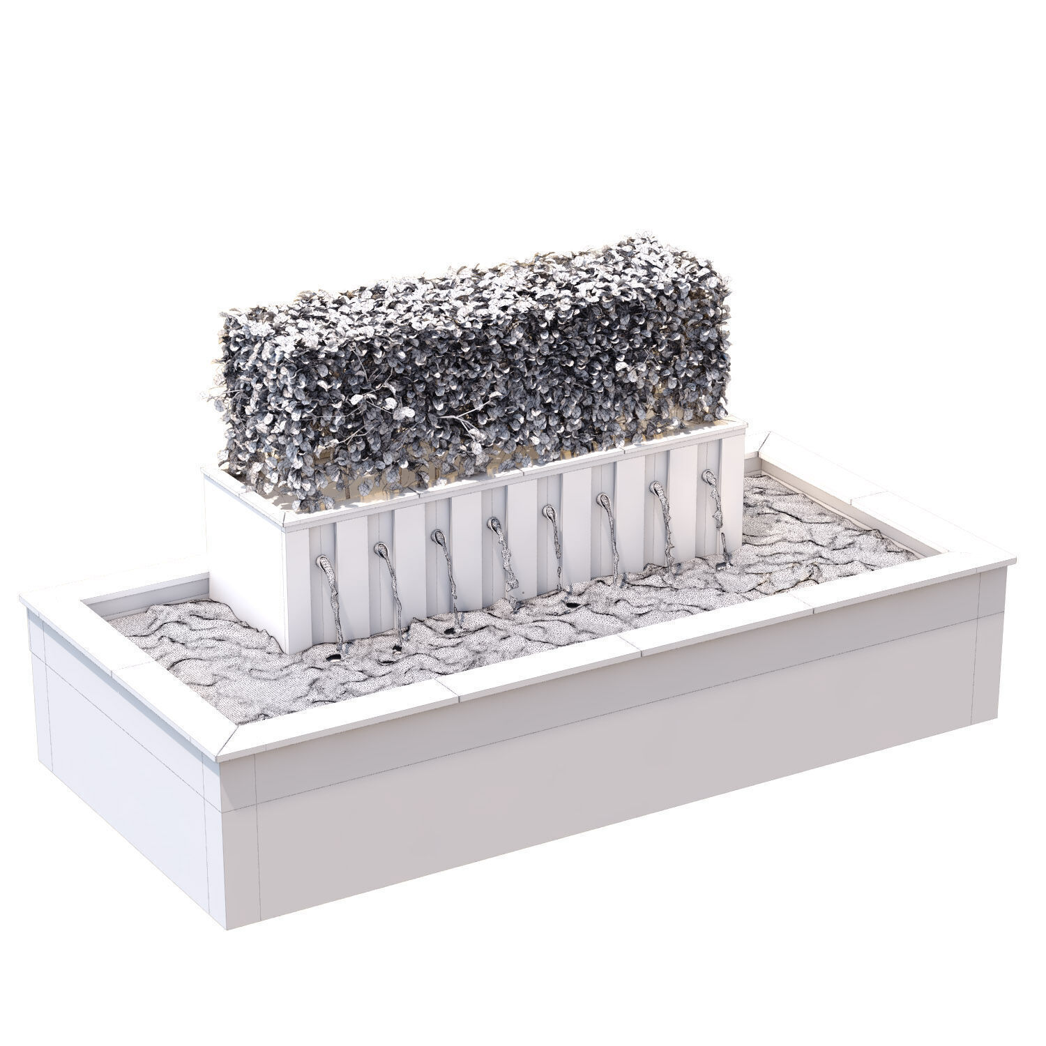 Landscape waterfall and plant set 644 3D model_4