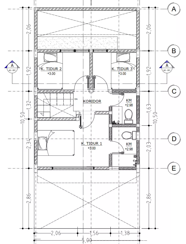 Modern 2 Storey House 5x10 5m Skp with DWG and Lumion Files 3D model_8
