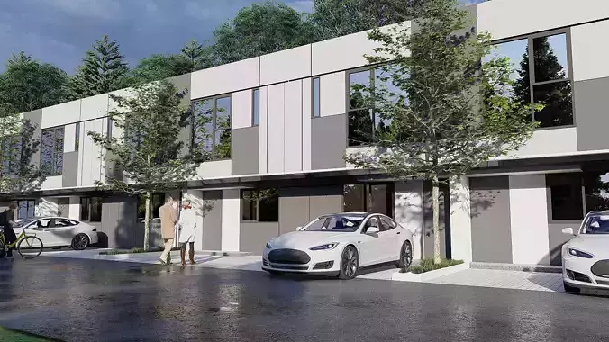 Modern 2 Storey House 5x10 5m Skp with DWG and Lumion Files