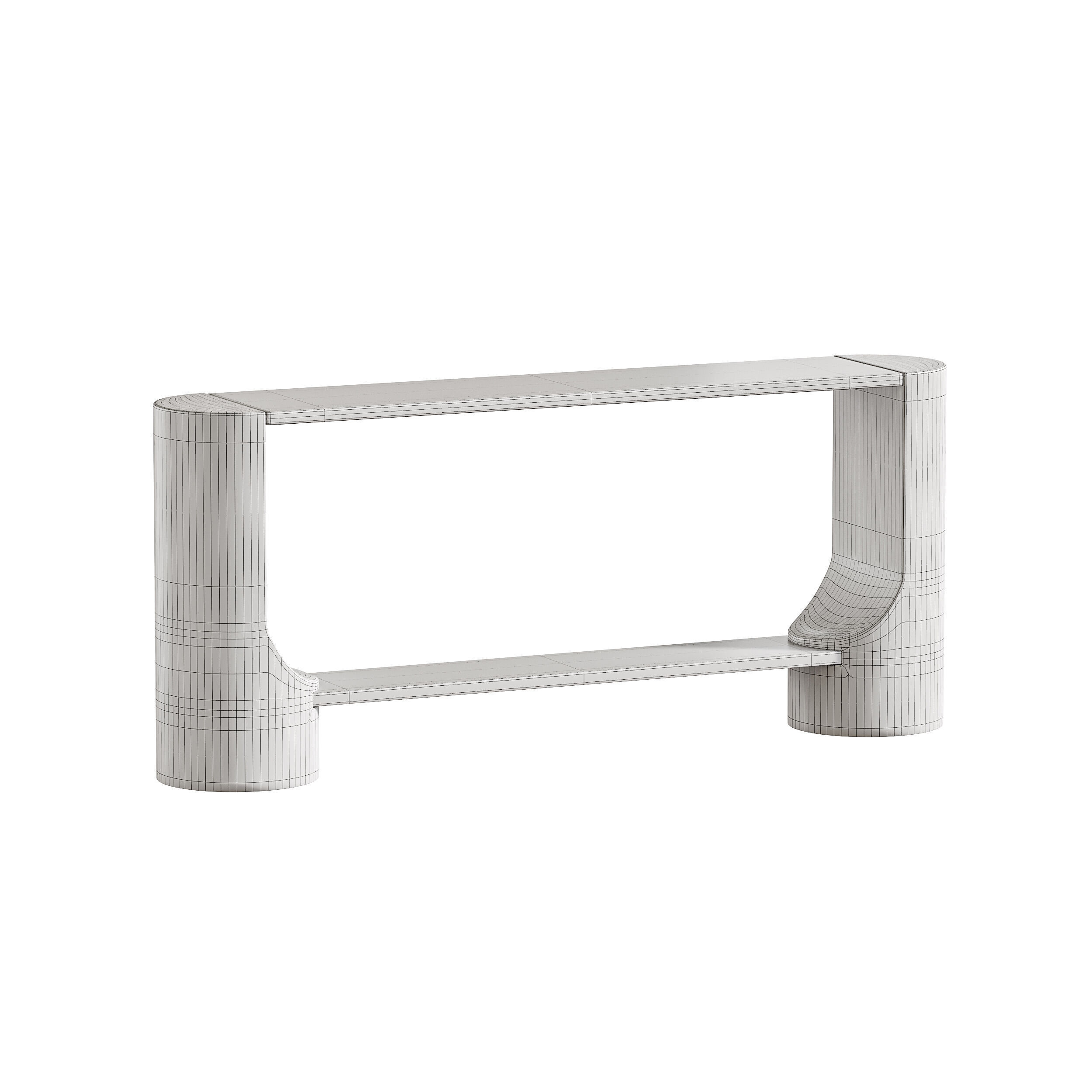 Black Marble and Oak Wood Console Table Reviews 3D model_15