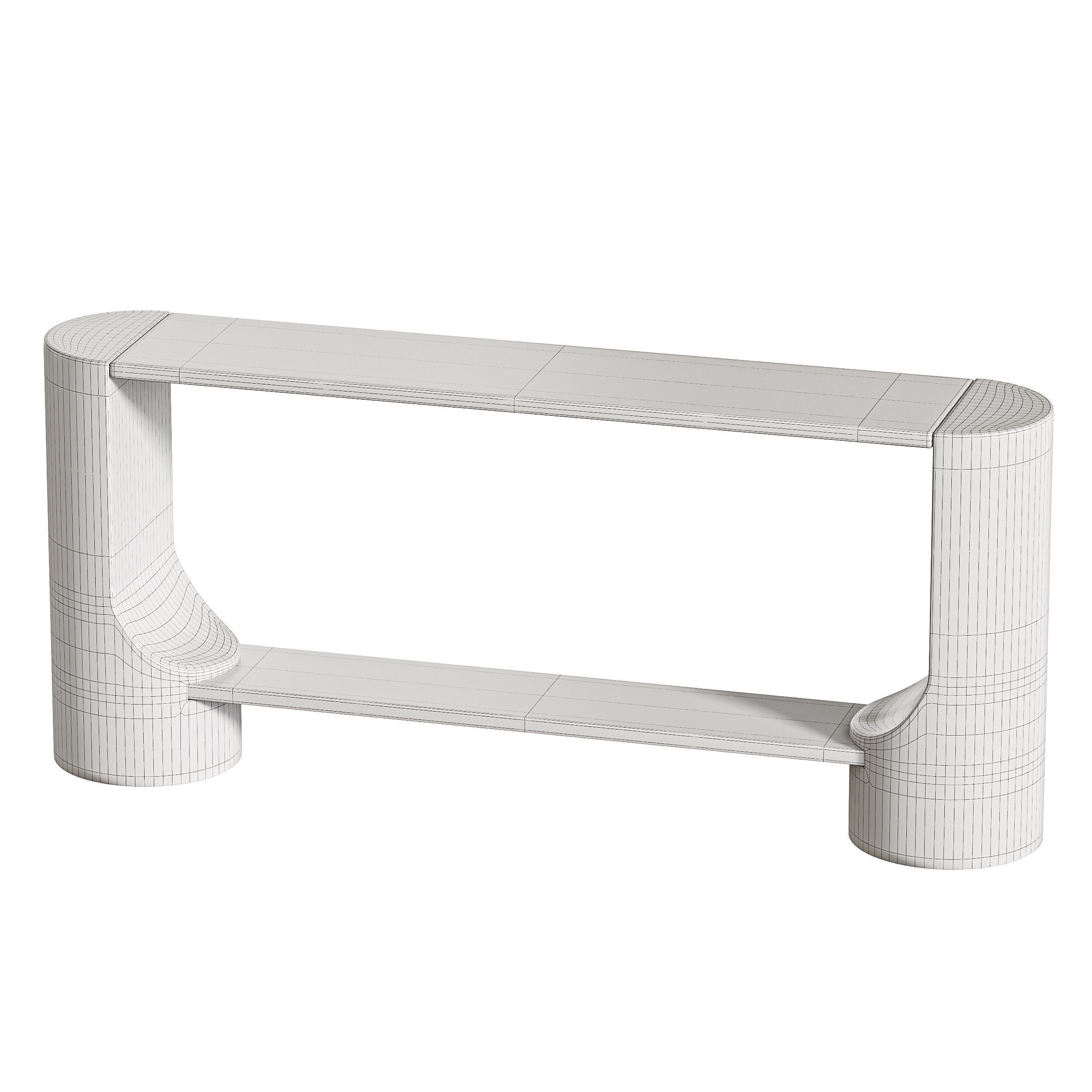 Black Marble and Oak Wood Console Table Reviews 3D model_14