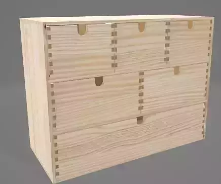 Wooden Organiser Box With Drawers 3D Asset