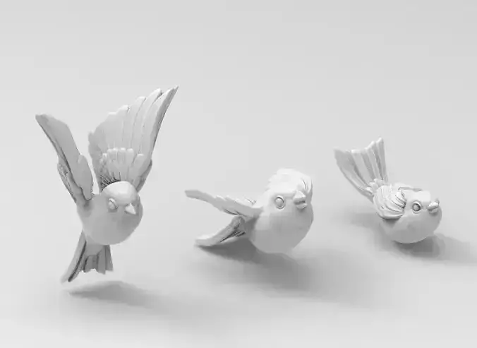 birds tit bullfinch Sparrow nightingale 3D print model