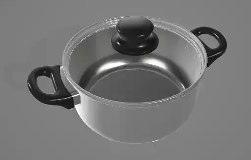 Steel Pot With Glass Lid 3D Asset
