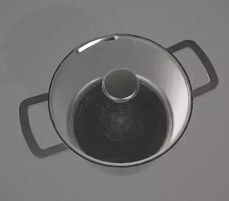 Steel Pot With Glass Lid 3 3D Asset