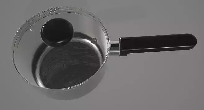 Steel Pot With Glass Lid 2 3D Asset