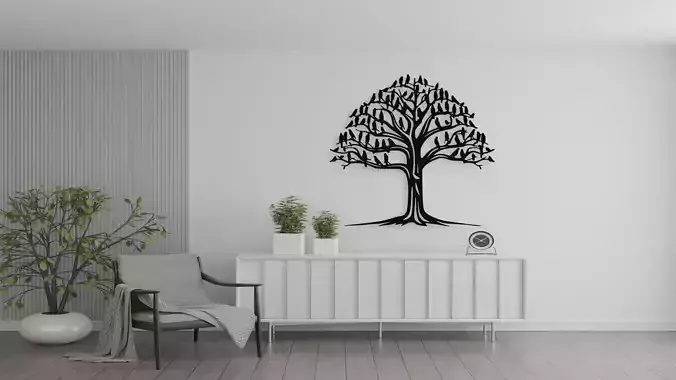 Tree with Birds Wall Decor
