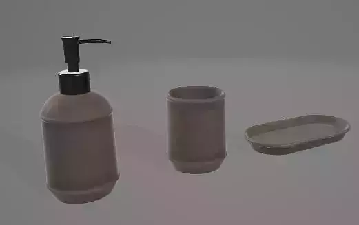 Rustic Soap Dispenser Bathroom Set 3D Asset