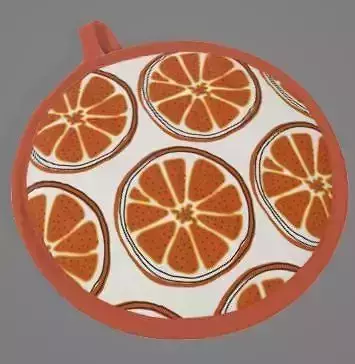 Patterned Orange Pot Holder 3D Asset