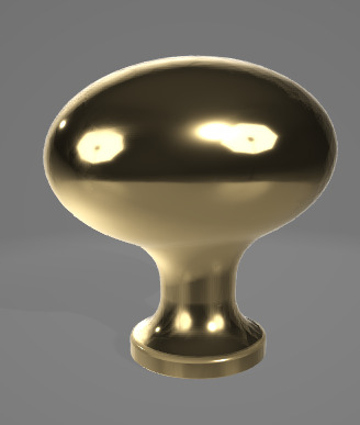 Golden Oval Knob 3D Asset 3D model_1