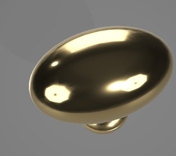 Golden Oval Knob 3D Asset 3D model