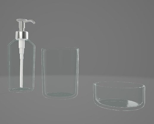 Glass Soap Dispenser Bathroom Set 3D Asset 3D model