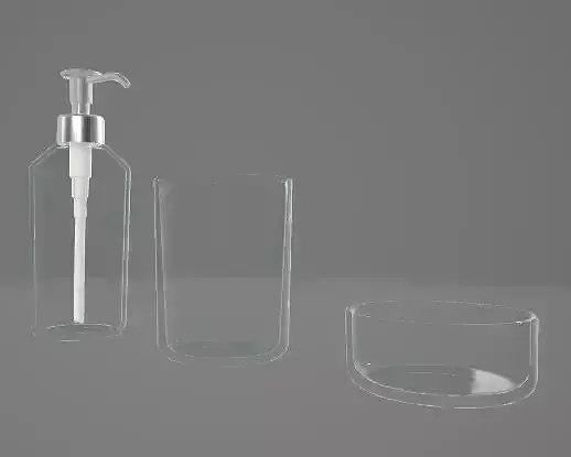 Glass Soap Dispenser Bathroom Set 3D Asset 3D model