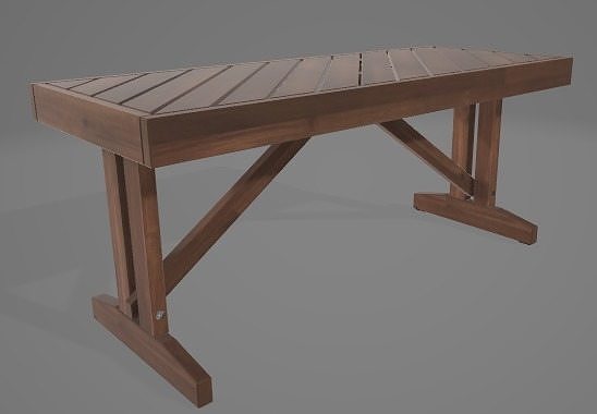 Dark Wood Bench 3D Asset 3D model