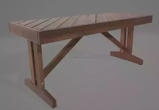 Dark Wood Bench 3D Asset 3D model