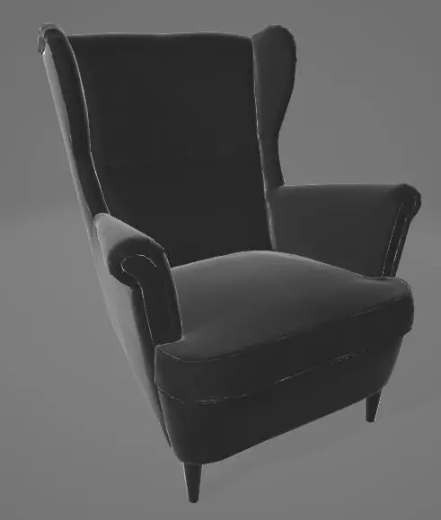 Dark Armchair 3D Asset 3D model_0