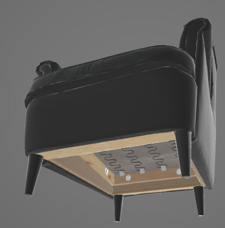 Dark Armchair 3D Asset 3D model_2