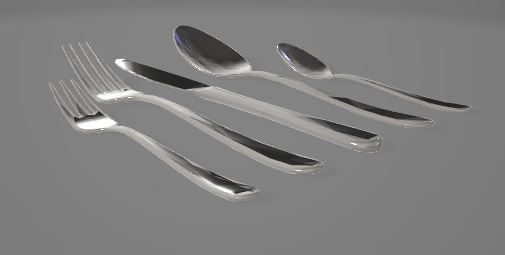 Cuterly Silver Set 3D Asset 3D model_1