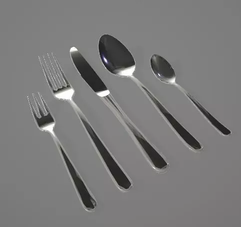 Cuterly Silver Set 3D Asset 3D model_0