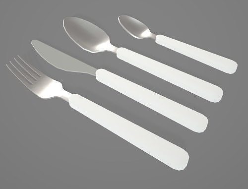 Cuterly Set  With White Handle 3D Asset 3D model