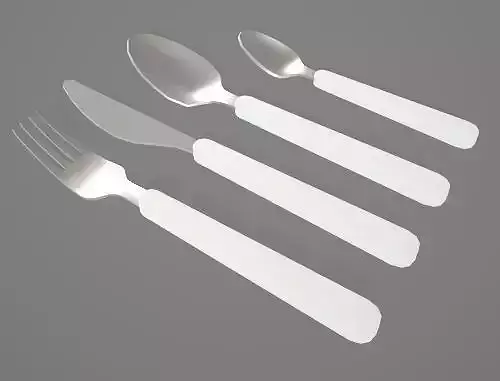 Cuterly Set  With White Handle 3D Asset 3D model