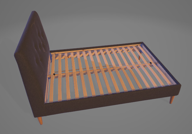 Cushion Bed Frame 3D Asset 3D model_1