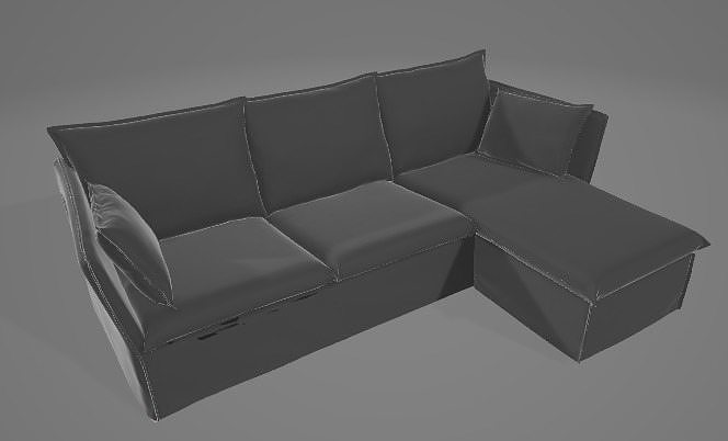 Counch With Long Seat 3D Asset 3D model