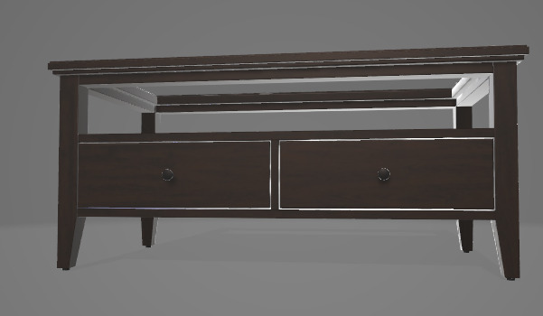 Coffee Table with Glass Top and Drawers 3D Asset 3D model_1