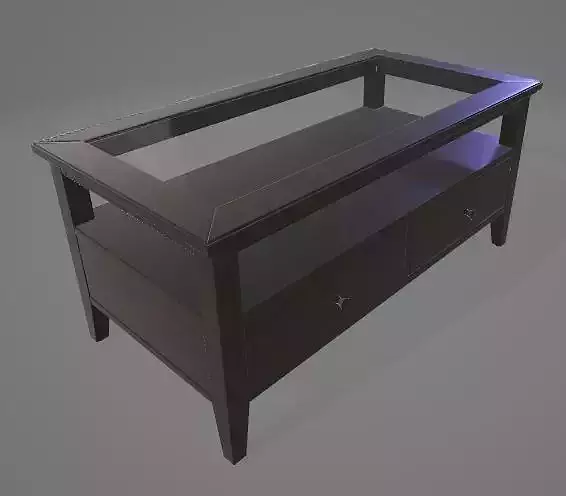 Coffee Table with Glass Top and Drawers 3D Asset 3D model