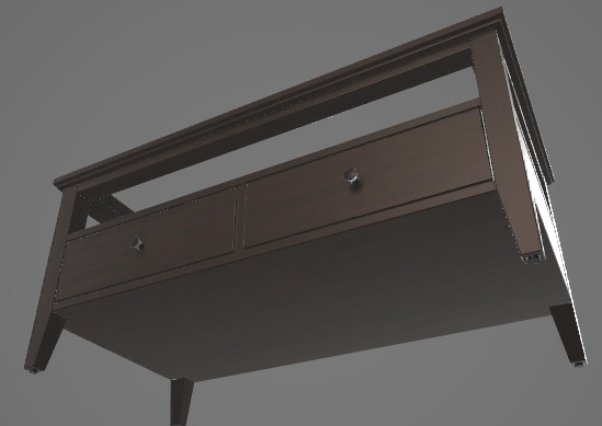 Coffee Table with Glass Top and Drawers 3D Asset 3D model_2