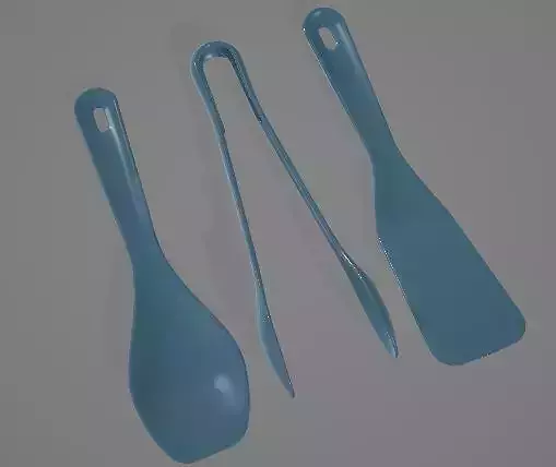 Blue Kitchen Utensil Set 3D Asset