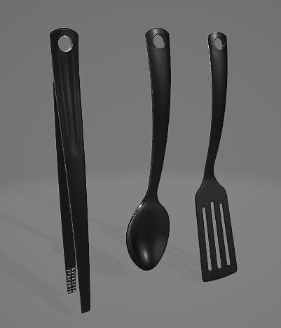 Black Kitchen Utensil Set 3D Asset 3D model