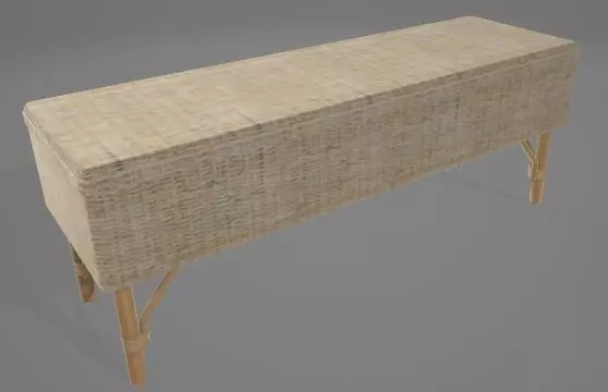 Bamboo Bench 3D Asset 3D model_0