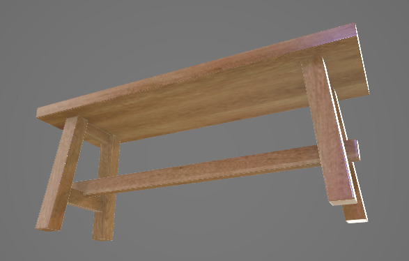 Wood Bench 3D Asset 3D model_2