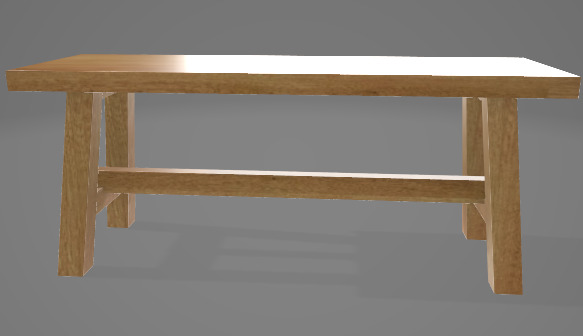 Wood Bench 3D Asset 3D model_1