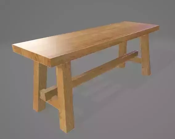 Wood Bench 3D Asset