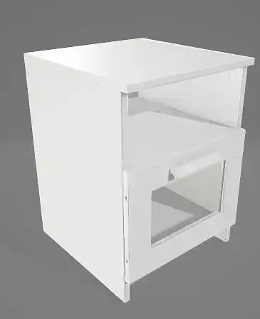 White Nightstand Wth Glass Drawer 3D Asset