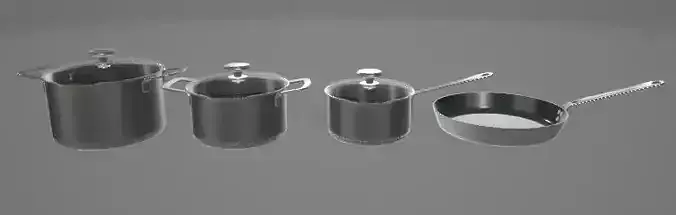 Still Pot With Glass Lid Set 3D Asset