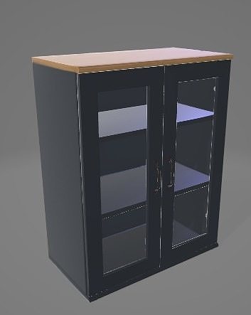 Sofisticated Kitchen Cabinet with Glass 3D Asset 3D model