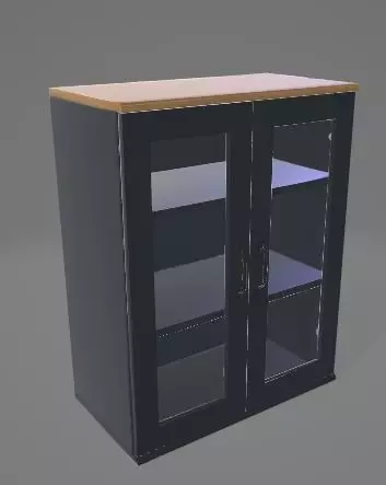Sofisticated Kitchen Cabinet with Glass 3D Asset 3D model_0