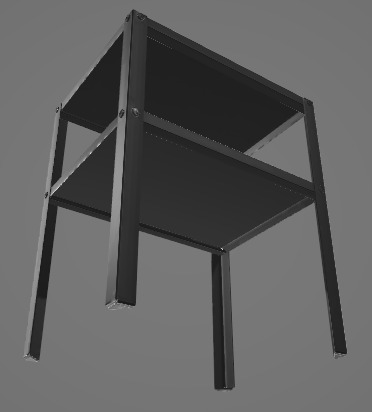 Simple Black Nightstand 3D Asset 3D model_2