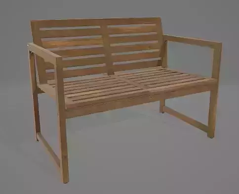 Rustic Wood Bench 3D Asset