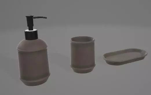 Rustic Soap Dispenser Bathroom Set 3D Asset 3D model_0