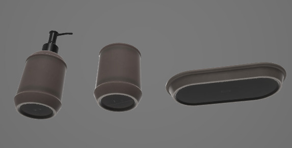 Rustic Soap Dispenser Bathroom Set 3D Asset 3D model_2