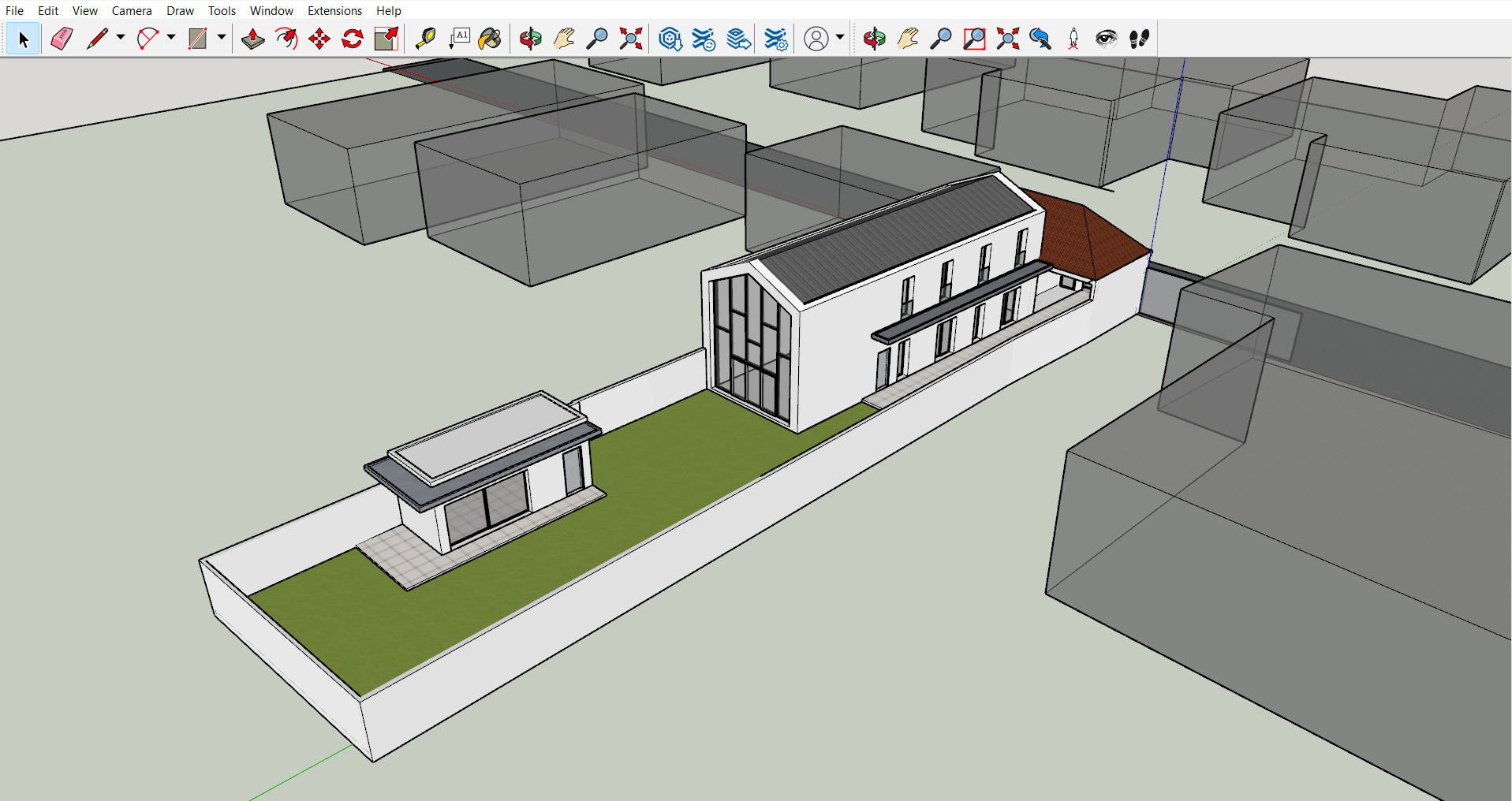 Modern 2 Floor House 23x6m on 46x10m Lot SketchUp Lumion 3D model_5