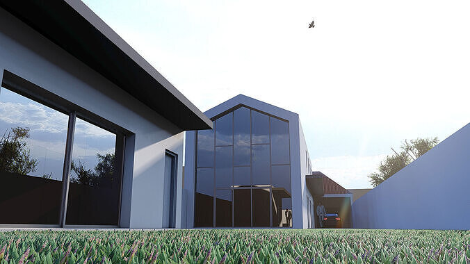 Modern 2 Floor House 23x6m on 46x10m Lot SketchUp Lumion 3D model