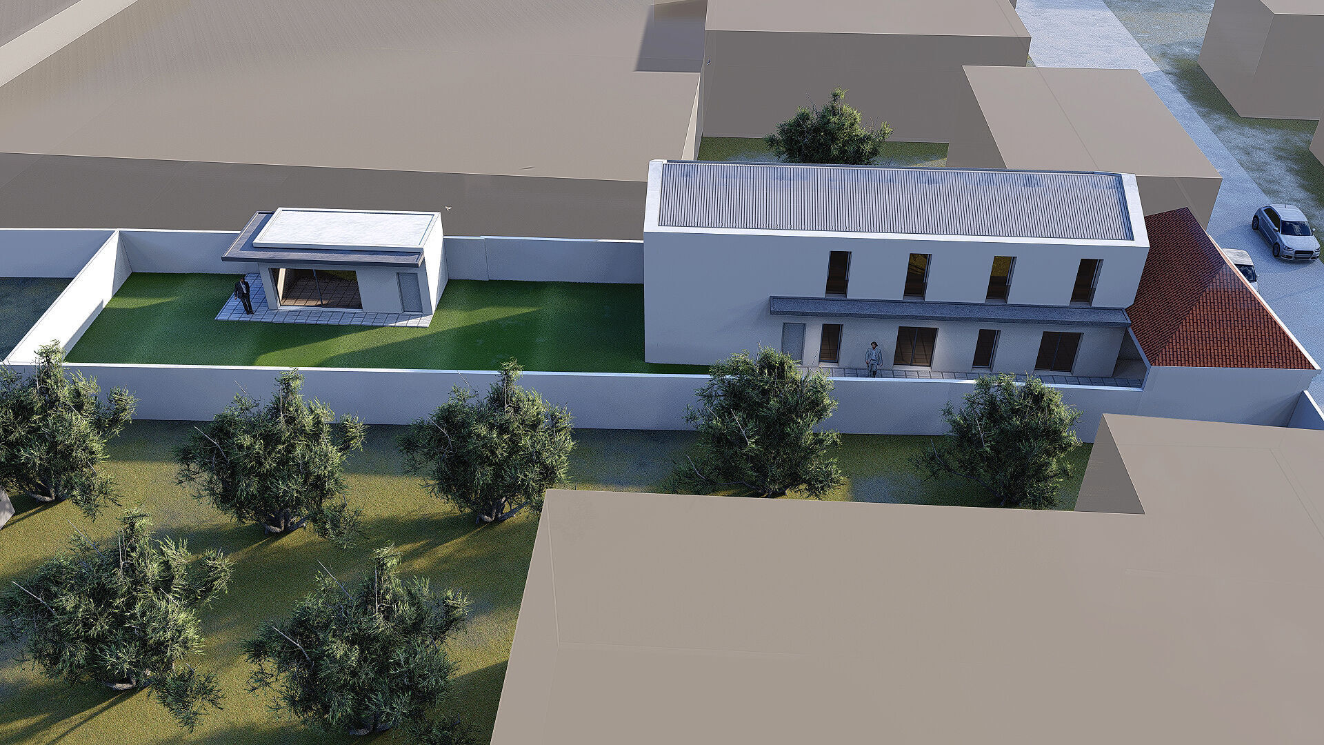 Modern 2 Floor House 23x6m on 46x10m Lot SketchUp Lumion 3D model_3