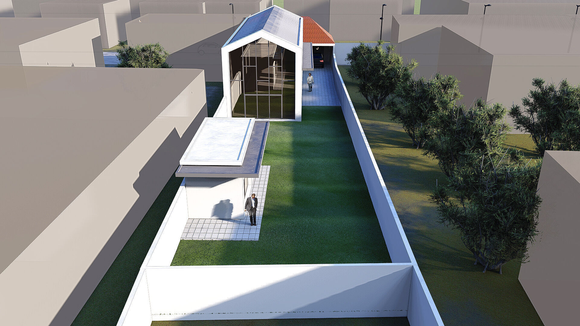 Modern 2 Floor House 23x6m on 46x10m Lot SketchUp Lumion 3D model_4