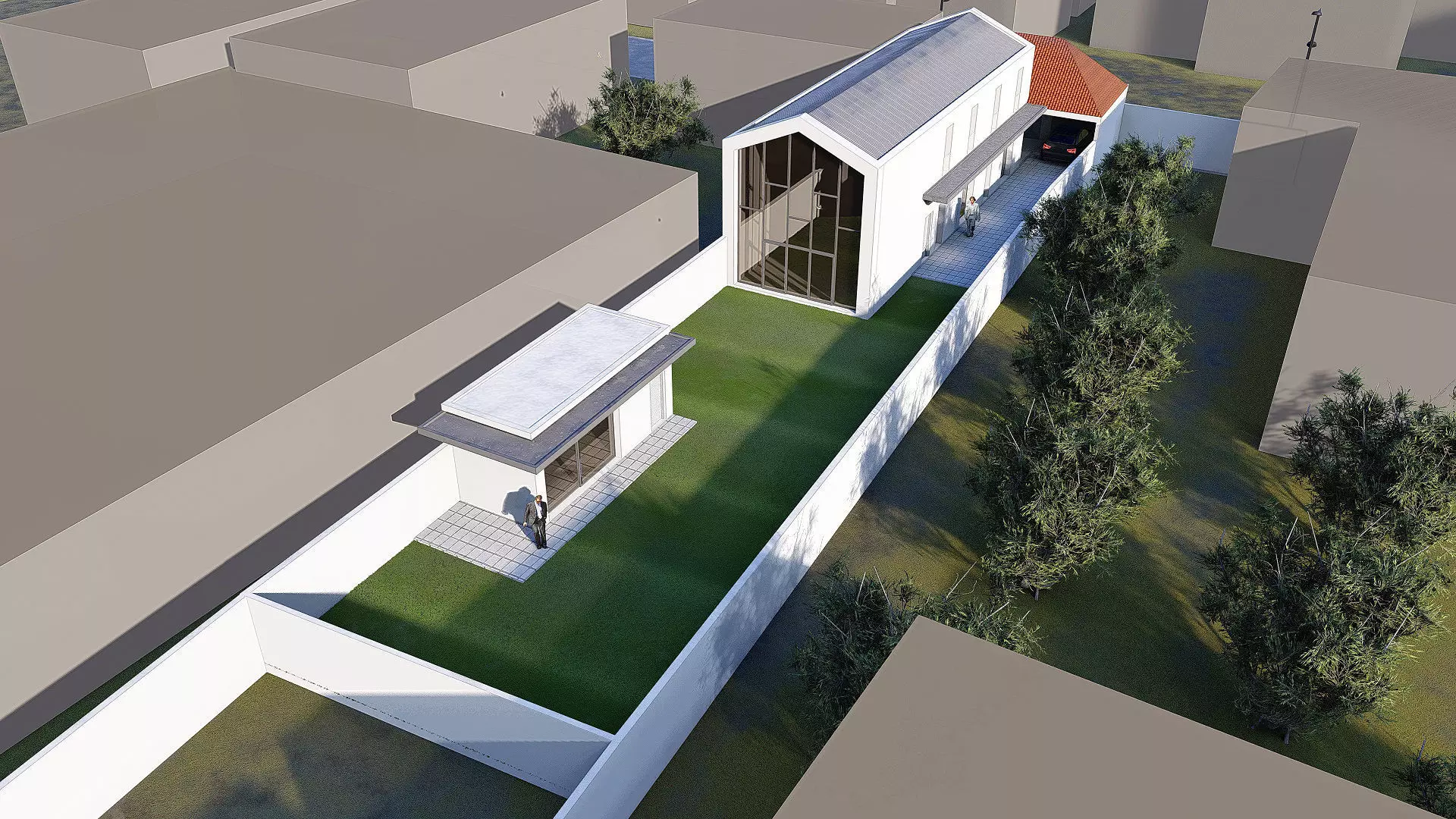 Modern 2 Floor House 23x6m on 46x10m Lot SketchUp Lumion 3D model_0
