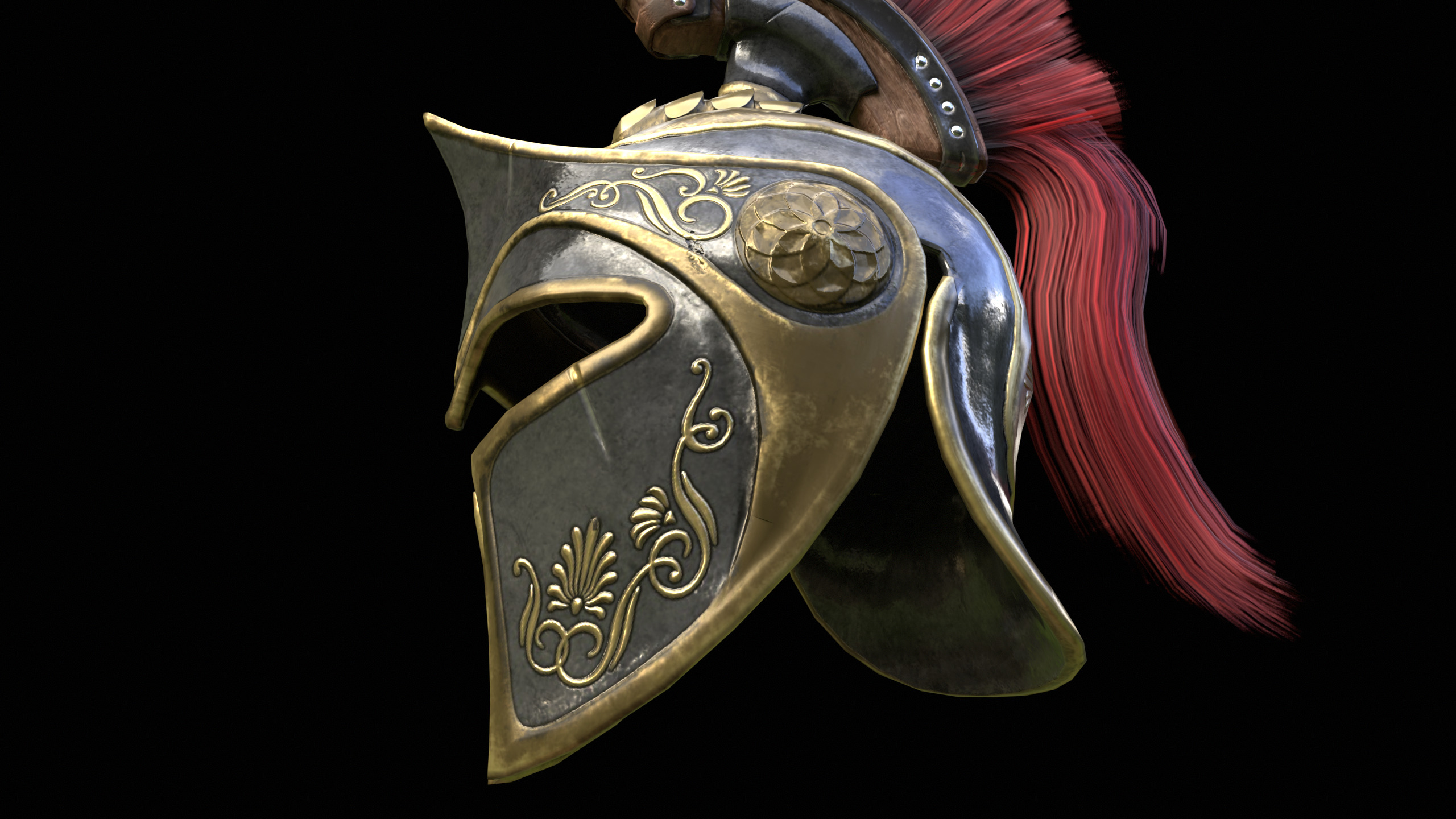 Spartans Warrior Helmet PBR Low-poly 3D model_3